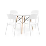 Juego de comedor Londres con mesa circular y sillas modernas en estilo nórdico para ambientes elegantes y funcionales