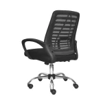 La silla de oficina Loto en malla negra con base cromada y diseño moderno para espacios corporativos.