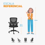 La silla de oficina Zad con espaldar en malla y brazos regulables para oficina moderna.