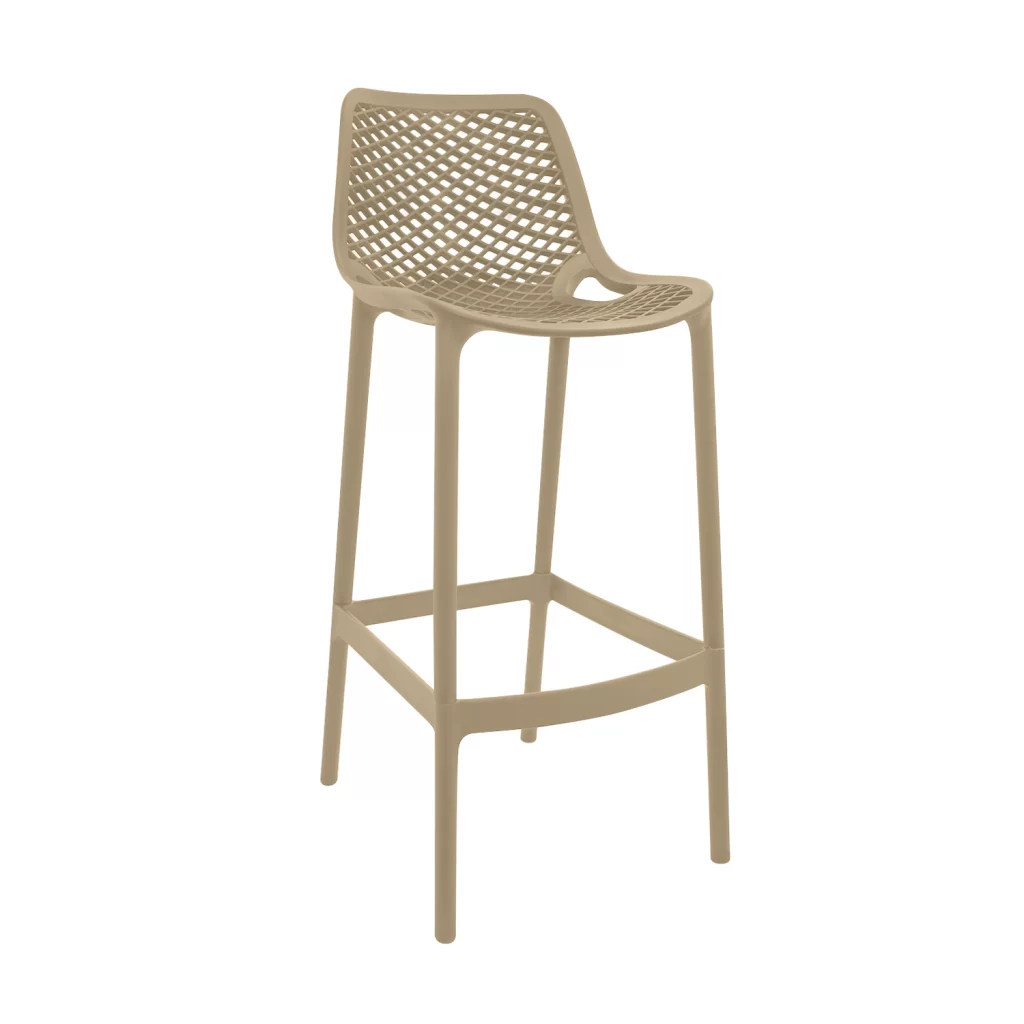 La silla de bar Berlin en polipropileno con diseño moderno, estructura resistente y asiento microperforado