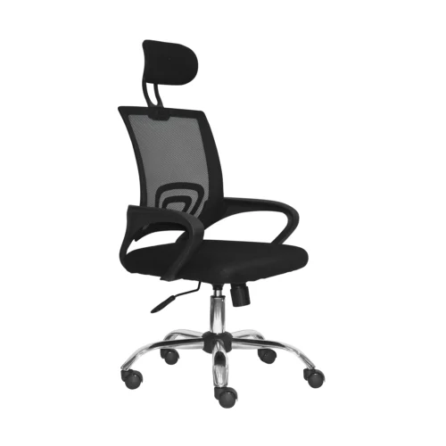 Silla de oficina Atlantis con cabecero y espaldar en malla para oficina moderna.