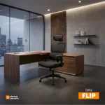 La silla de oficina Flip con cabecero regulable, brazos 3D y espaldar en malla para oficina moderna.