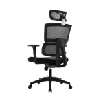 La silla de oficina Flip con cabecero regulable, brazos 3D y espaldar en malla para oficina moderna.