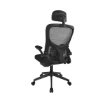 Silla Zad en malla negra con cabecero, apoyo lumbar y brazos abatibles para diferentes