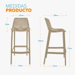 La silla de bar Berlin en polipropileno con diseño moderno, estructura resistente y asiento microperforado