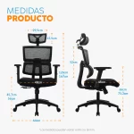 La silla de oficina Flip con cabecero regulable, brazos 3D y espaldar en malla para oficina moderna.