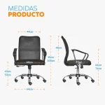 Silla de oficina Dubai Inter con espaldar en malla y base cromada para espacios de trabajo modernos.
