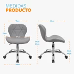 Silla de oficina giratoria Mariposa con base cromada y diseño moderno para escritorio o estudio.