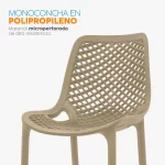 La silla de bar Berlin en polipropileno con diseño moderno, estructura resistente y asiento microperforado