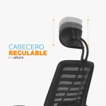 Sillón presidente Loto color negro con cabecero regulable, espaldar en malla y base cromada.