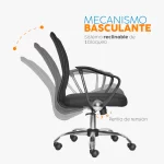 Silla de oficina Dubai Inter con espaldar en malla y base cromada para espacios de trabajo modernos.