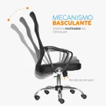 Silla de oficina Seul Eco con espaldar en malla y estructura cromada para oficinas ejecutivas modernas.