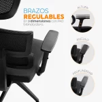 La silla de oficina Flip con cabecero regulable, brazos 3D y espaldar en malla para oficina moderna.