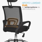 Silla de oficina Atlantis con cabecero y espaldar en malla para oficina moderna.
