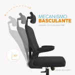 Silla Zad en malla negra con cabecero, apoyo lumbar y brazos abatibles para diferentes