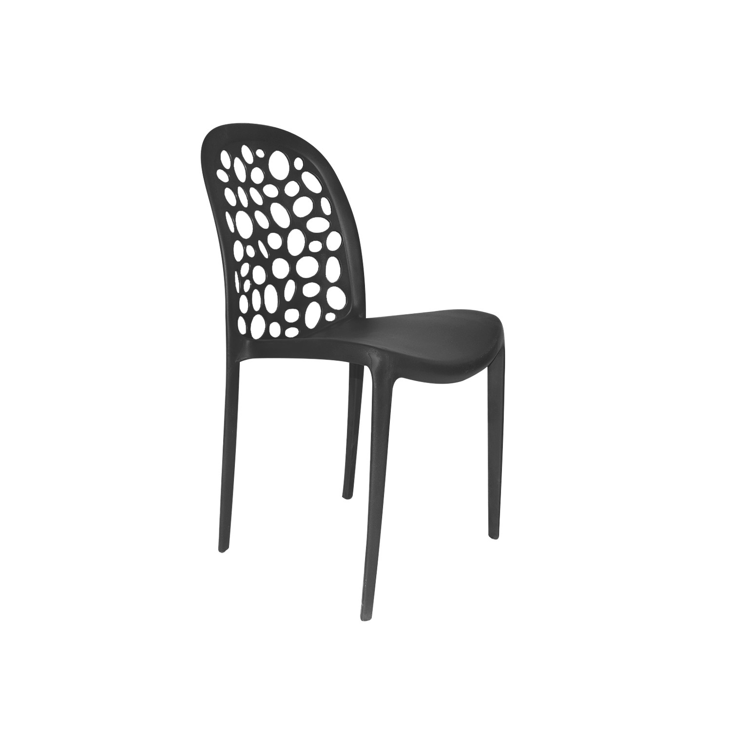 VISTA-1-BURBUJA-NEGRA La silla de diseño Burbuja de diseño moderno y estructura resistente para espacios interiores.