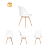 El set x4 sillas de comedor modernas Ema combina diseño contemporáneo y comodidad para renovar comedores y espacios modernos.