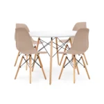 El juego de comedor Milano con mesa redonda y 4 sillas modernas. Diseño funcional, resistente y perfecto para hogares contemporáneos.