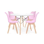 Juego de comedor Paris con mesa redonda moderna y cuatro sillas con estilo contemporáneo para hogar moderno.