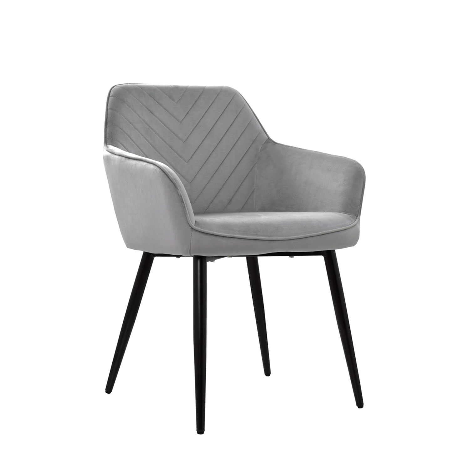 VISTA-1-MILEI-GRIS-VELVET Silla de Comedor Tapizada con Brazos Milei Bonno - Imagen 1