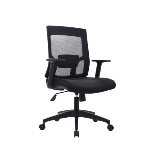 Silla de oficina Radius con espaldar en malla y apoyo lumbar para oficinas y home office.