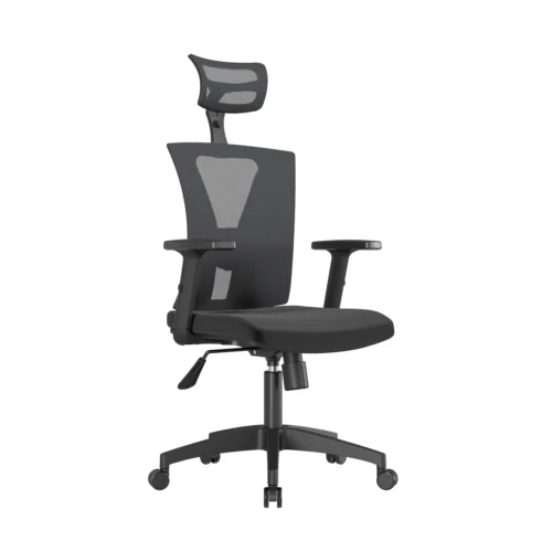 Silla de oficina ergonómica Niza con cabecero regulable y apoyo lumbar para oficinas modernas.