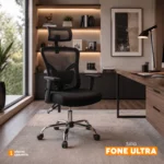 Silla de oficina ergonómica Fone Ultra con cabecero regulable y espaldar en malla para oficinas modernas.