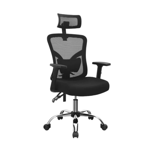 Silla de oficina ergonómica Fone Ultra con cabecero regulable y espaldar en malla para oficinas modernas.