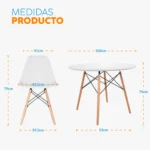 Juego de comedor Milan con mesa y cuatro sillas modernas estilo escandinavo para hogar contemporáneo.