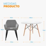 El juego de comedor Owen con mesa redonda en MDF y 4 sillas tapizadas en terciopelo. Diseño moderno, elegante y perfecto para tu hogar.
