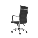 La silla Odra negra con estructura cromada y tapizado en cuero sintético para oficina moderna, salas de reuniones y despachos