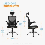 Silla ergonómica de oficina Atos color negro con apoyo lumbar, cabecero regulable y diseño ejecutivo para escritorio moderno.