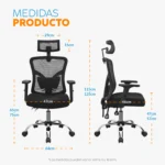 Silla de oficina ergonómica Fone Ultra con cabecero regulable y espaldar en malla para oficinas modernas.