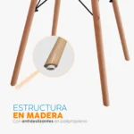 Mesa redonda Eames con estructura moderna y patas en madera para espacios contemporáneos.