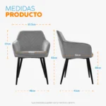 Silla de Comedor Tapizada con Brazos Milei Bonno - Imagen 3