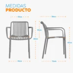La silla Nard gris con brazos y estructura en polipropileno para interiores y exteriores.