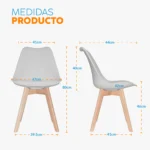 Set x2 sillas de comedor modernas Ema con patas en madera y diseño contemporáneo para comedores.