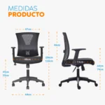 Silla de oficina ergonómica Niza con apoyo lumbar y espaldar en malla para oficinas modernas.