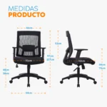 Silla de oficina Radius con espaldar en malla y apoyo lumbar para oficinas y home office.