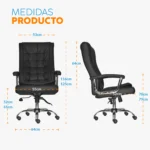 Silla ergonómica Shiny Eco en cuero sintético negro con base cromada y diseño ejecutivo para oficina