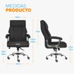 La silla de oficina Classic II negra con cabecero y base cromada para oficina moderna.