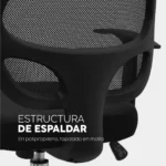Silla de oficina Mali con espaldar en malla, asiento acolchado y base giratoria de alta resistencia.