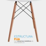 Mesa redonda Eames con estructura moderna y patas en madera para espacios contemporáneos.
