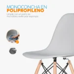 Silla de comedor Eames con patas de madera y diseño moderno para comedor u oficina.