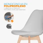 Set x2 sillas de comedor modernas Ema con patas en madera y diseño contemporáneo para comedores.