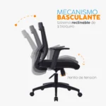 Silla de oficina Radius con espaldar en malla y apoyo lumbar para oficinas y home office.