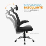 Silla ergonómica de oficina Atos color negro con apoyo lumbar, cabecero regulable y diseño ejecutivo para escritorio moderno.