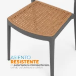 La silla NET con estructura en polipropileno microperforado, ideal para comedores, cafeterías y espacios modernos.