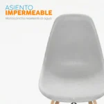 Silla de comedor Eames con patas de madera y diseño moderno para comedor u oficina.