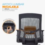 Silla de oficina Radius con espaldar en malla y apoyo lumbar para oficinas y home office.